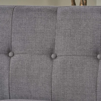 Mid-Century Modern Dark Gray Tufted Fabric Loveseat