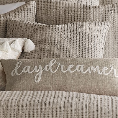 Taupe Cotton Waffle Square Decorative Pillow 20x20