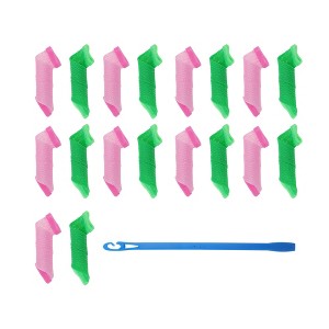 Unique Bargains Portable Non-heating Hair Curlers Wave Curls Styling Kit Green Pink 1 Set - 1 of 4