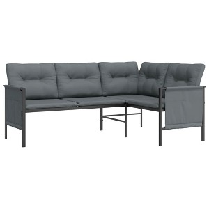 vidaXL Modern Outdoor Patio Corner Sofa - Anthracite Steel & Textilene Material – Comfortable Cushioned Seating - Side Storage Bags Included - 1 of 4