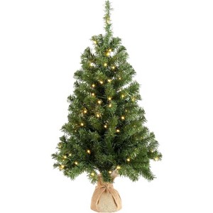 VINGLI 3ft Pre-lit Tabletop Artificial Christmas Tree, 150 Tips, Battery Operated for Indoor Holiday Decor - 1 of 4
