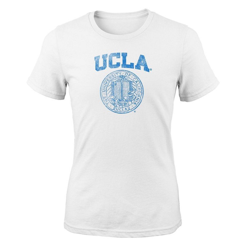NCAA UCLA Bruins Girls&#39; White Crew Neck T-Shirt, 1 of 2