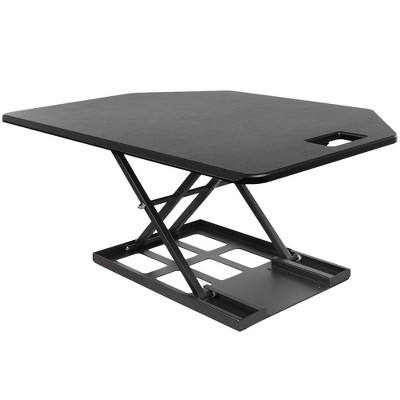 Black Steel 42" Standing Desk Converter with Pneumatic Lift