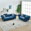 3+2 Seater Chesterfield Velvet Upholstery Sofa with Roll Armrest & Nailhead, Mid Century Modern Upholstered Couch for Living Room, Office, Apartment - 2 of 4
