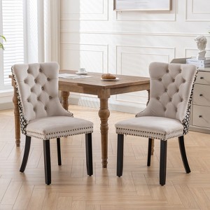 NicBex Velvet Dining Chairs Set of 2,Upholstered Armless Kitchen Chairs with Wood Legs Nailhead Trim for Dining Room,Living Room,Kitchen - 1 of 4