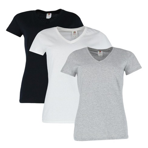 Fruit of the loom store black v neck t shirts