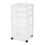 Gracious Living Resin Clear 4 Drawer Storage Chest System with Removable Rolling Casters for Garage, Basement, Utility Room, and Laundry Room, White