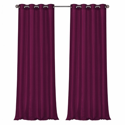 Purple Faux Silk Sheer Grommet Window Curtain Panel
