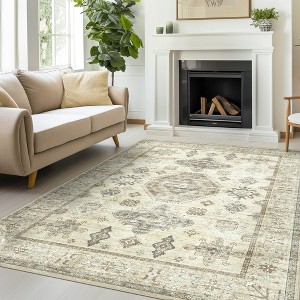 ABYNOW 8x10 Machine Washable Area Rug – Modern Abstract Soft Low-Pile Carpet with Non-Slip Backing for Living Room & Bedroom - 1 of 4