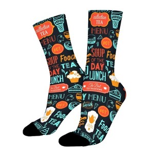 Dsane Drink And Food Women Printed Crew Socks Funny Funky Socks Soft Polyester Novelty Gifts for Artists Men - 1 of 4