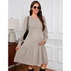 Coolmee Women's Maternity Long Lantern Sleeve Ribbed Knit Dresses Crew Neck Casual Fall Winter Flowy Swing Tunic Sweater Midi Dress - 3 of 4