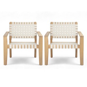 Christopher Knight Home Annette Patio Rustic Woven Rope Acacia Wood Accent Chair (Set of 2) - 1 of 4