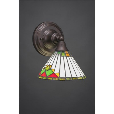 Toltec Lighting Any 1 - Light Sconce in  Bronze with 7" Green Sunray Art Glass Shade