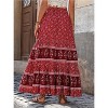 Women's Boho Maxi Skirt - Flowy Flared Ruffle Design for Summer & Going Out Outfits Redwood - 2 of 4