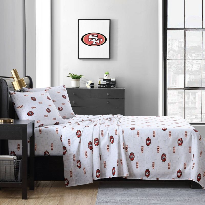 NFL San Francisco 49ers Scatter Bedding Sheet Set - Full, 1 of 2