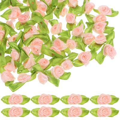 Unique Bargains Mini Ribbon Roses Fabric for Crafts Wedding 200 Pcs