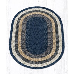 Earth Rugs Light Blue, Dark Blue & Mustard Oval Braided Rug – Handcrafted Quality - 1 of 1