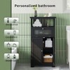 Freestanding Bathroom Cabinet Black Flip Glass Drawer 2 Doors Adjustable Shelf Open Storage Bathroom Living Room Hallway - 4 of 4