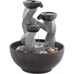 John Timberland Indoor Tabletop Water Fountain with Light LED 11" High Cascading Twist Column for Table Desk Home Office Bedroom