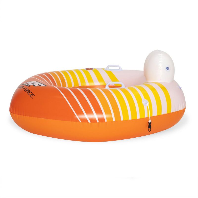 Bestway 43399E Hydro-Force Sunkissed Pool, Lake, River, Beach Inflatable PVC Clasp N Go Inner Tube Ring Float with Cup Holder, Orange and Yellow, 5 of 7