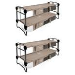 Disc-O-Bed 30901BO Large Cam-O-Bunk 2 Person Bench Bunked Double Camping Bunk Bed Cot with 2 Side Organizers, Tan (2 Pack)