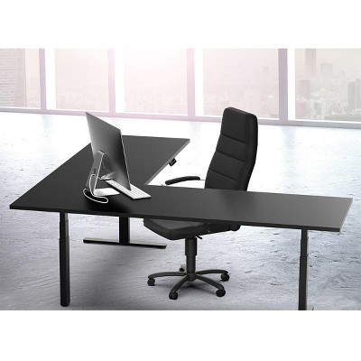 L-Shaped Triple Motor Adjustable Black Sit-Stand Desk