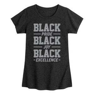 Girls' - Instant Message - Black Pride Joy Excellence Fitted Short Sleeve Graphic T-Shirt - 1 of 4