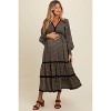 Pinkblush Black Floral Lace Trim Bubble Sleeve Maternity Maxi Dress - 2 of 4