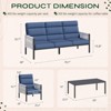 COWLOWN 4 Piece Blue Aluminum All Weather Modern Sectional Patio Furniture Set with Plush Thick Cushions - 4 of 4