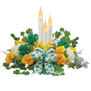 Collections Etc St. Patrick's Day LED Lighted Candle Centerpiece 12 X 12 X 10.75 Green - 1 of 2