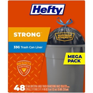 Hefty - Extra Strong Trash Can Liners - Drawstring 48 pk 1.05 mil - 33 gal - Case of 3 - 1 of 1