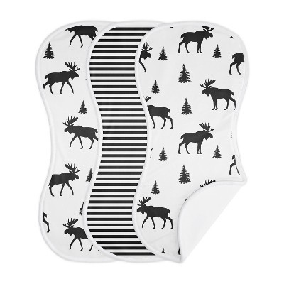 Image of Sweet Jojo Designs Boy Baby Burp Cloths Rustic Patch Black and White 3pc