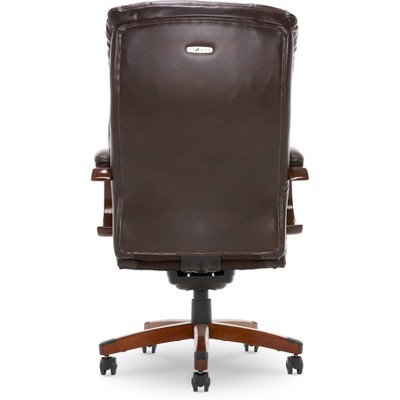 Brown Leather High Back Executive Swivel Chair with Fixed Arms