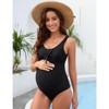 Coolmee Maternity Ribbed One Piece Swimsuit  Shoulder Tummy Control Bathing Suit Pregnancy Swimwear for Beach - 3 of 4