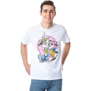 Looney Tunes Men's Tweety n' Bugs Kickin' It Old School Airbrush T-Shirt Adult - 1 of 4