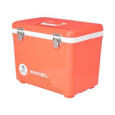 Engel 19 UC19CR Quart 32 Can Leak Proof Odor Resistant Insulated Cooler Drybox with Integrated Shoulder Strap, Coral