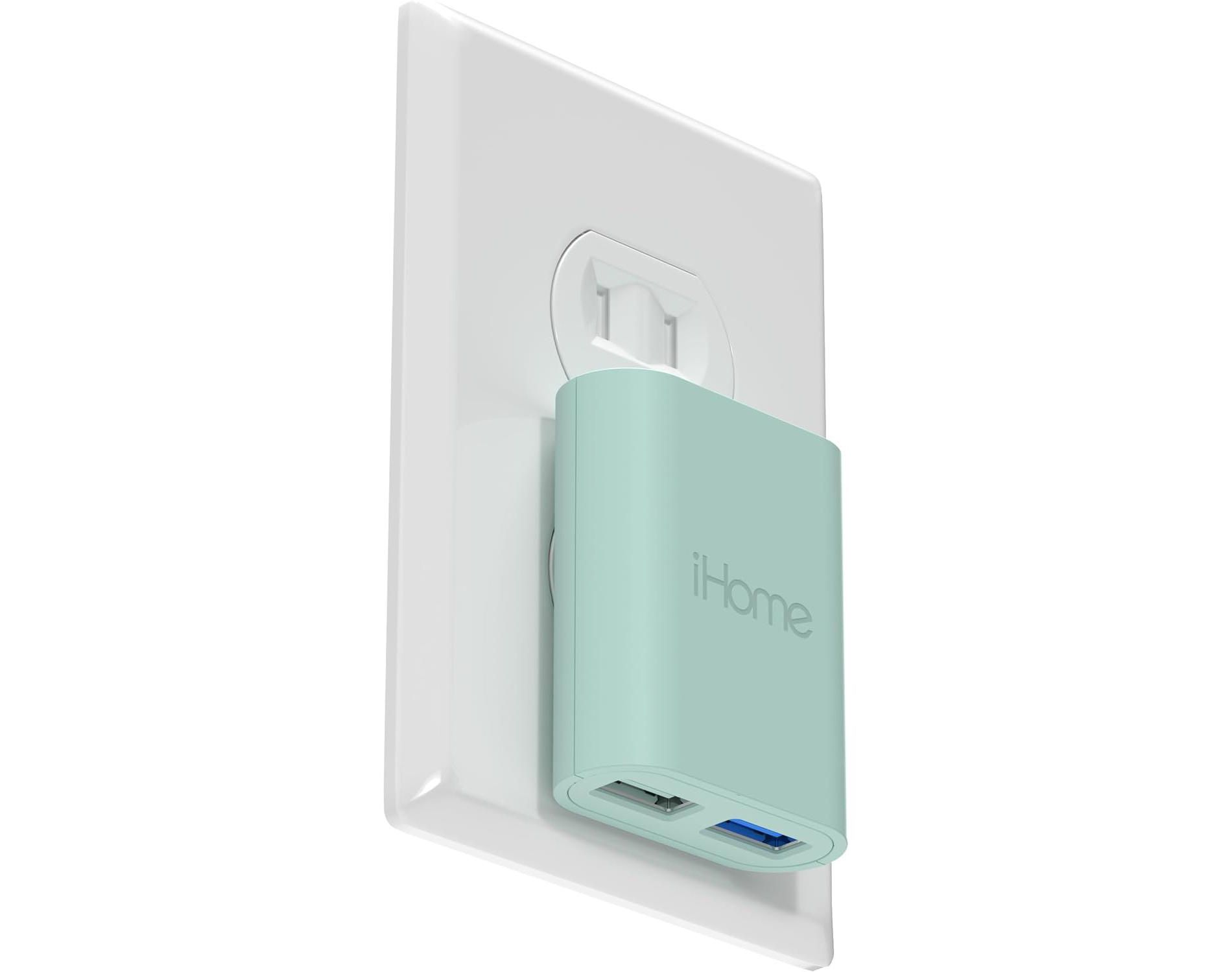 iHome 2-Port USB Wall Charger, AC Pro Multiport Plug Adapter, Phone Charging Block with Dual Ports, Flat Wall Adapter for Home & Travel