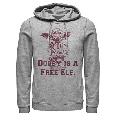 Men's Harry Potter Dobby is a Free Elf Pull Over Hoodie - Athletic Heather  - 2X Large
