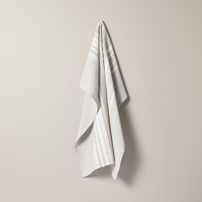 Block Stripe Flour Sack Kitchen Towel Light Gray/Cream - Hearth & Hand™ with Magnolia: Cotton Dish Towels with Hanging Loop
