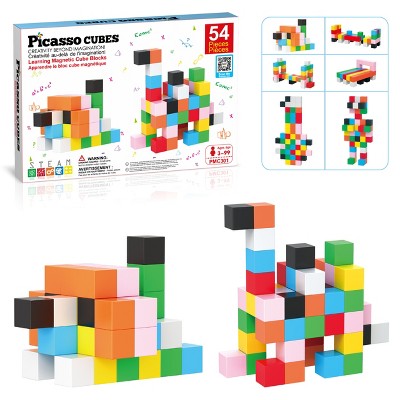 PICASSO-TILES 54 PC Magnetic Building Puzzle Cubes Set for Kids Ages 3+
