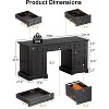 Dyonery 60" Farmhouse Executive Desk Wood Computer Office Desk with Drawers & Cabinet Antique - 2 of 4