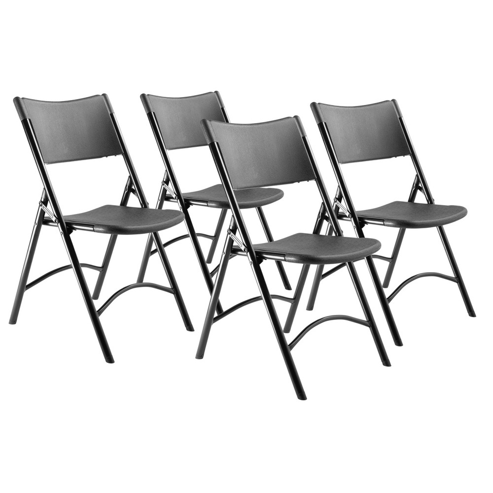 Photos - Computer Chair Set of 4 Heavy Duty Plastic Folding Chairs Black - Hampden Furnishings