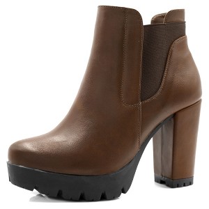 BLISSFUL STEP Women's Halloween Chunky High Heel Platform Zipper Chelsea Boots - 1 of 4