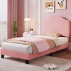 Twin Bed Frames, Corduroy Upholstered Twin Size Bed Frame Platform with Adjustable Headboard, Cute Velvet Twin Bed, Strong Wooden Slats - 3 of 4