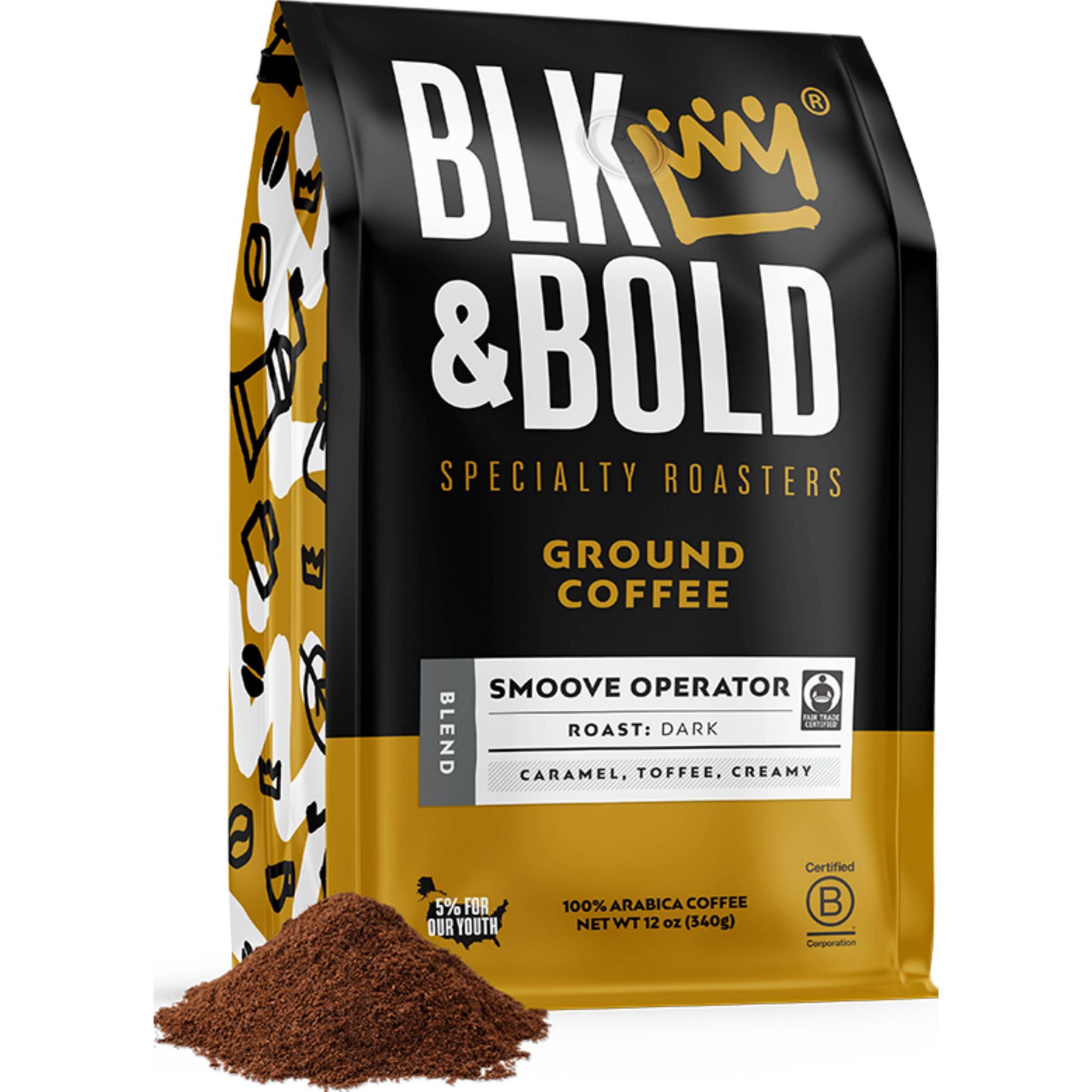 BLK & Bold Specialty Beverages Smoove Operator Dark Roast Ground Coffee - 12oz