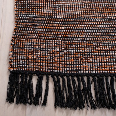 Montauk Black and Orange Handwoven Cotton Area Rug
