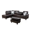 DOMETOUR Brown Faux Leather Synthetic Leather 3-Piece Sofa Set  (Sofa+Chaise+Ottoman) - 2 of 4