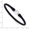 Chisel Stainless Steel 9-10mm White Baroque Freshwater Cultured Pearl on Black Silicone 6.75" Bracelet - 3 of 4