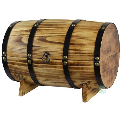 Vintiquewise Wooden Barrel Treasure Chest