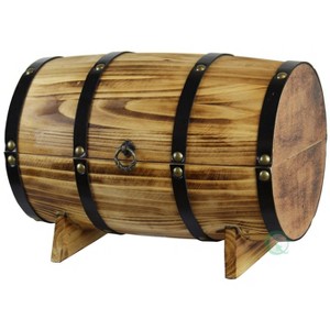Vintiquewise Wooden Barrel Treasure Chest - 1 of 3